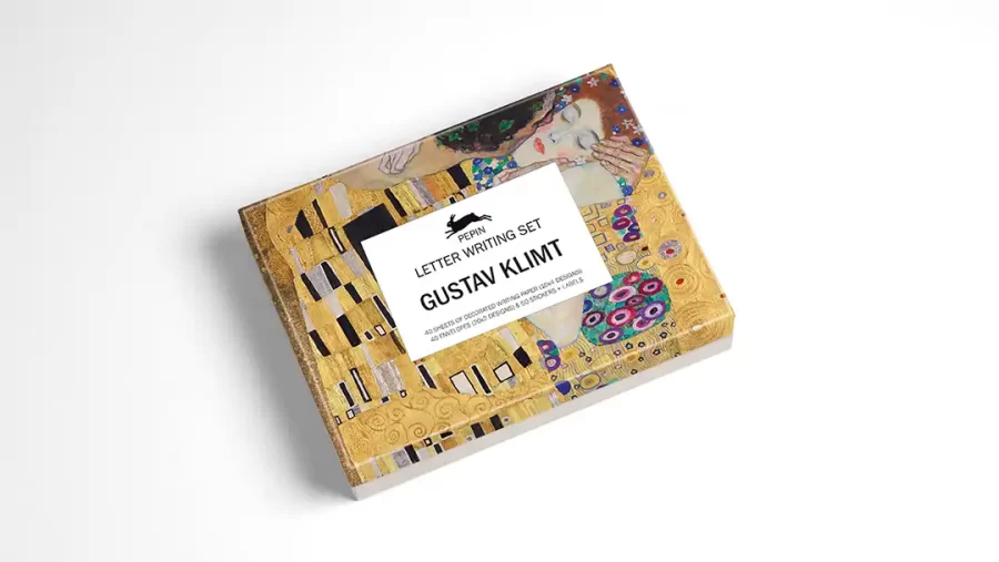 conjunto sobres y papel de carta gustav klimt the pepin press